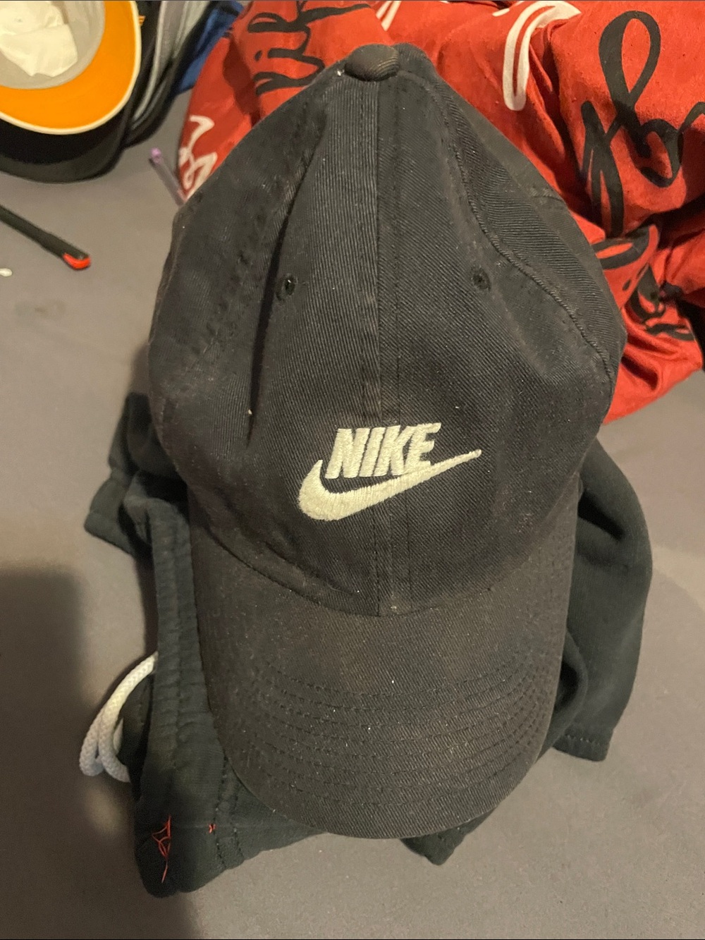 Nike Black Baseball Cap with White Swoosh